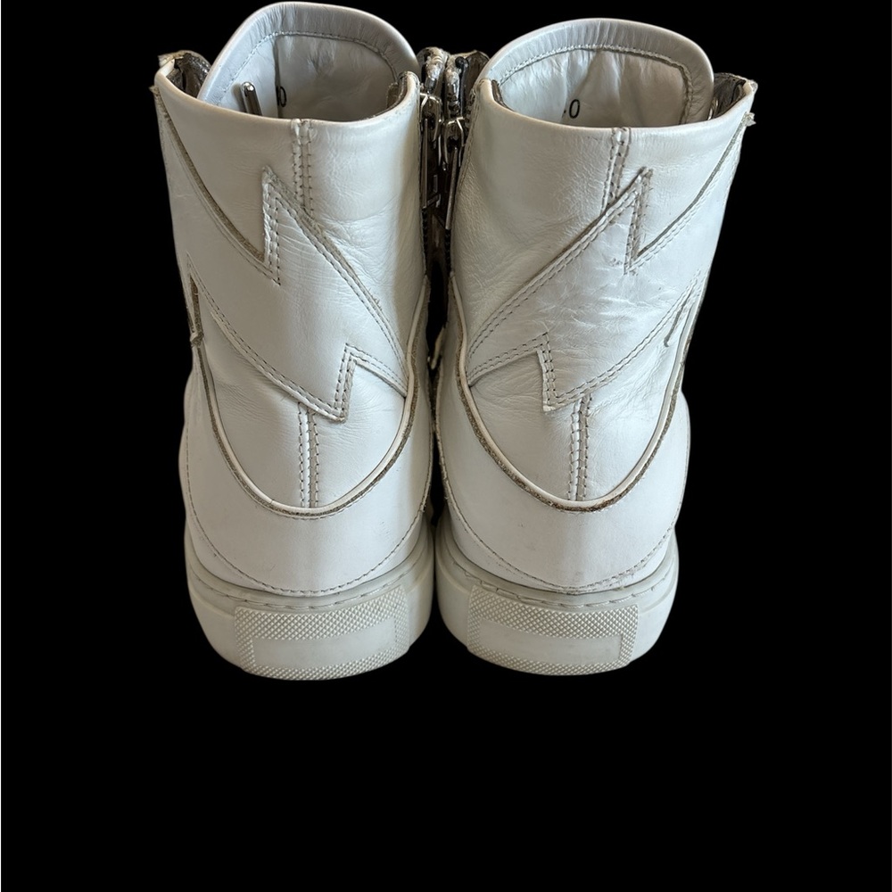 Zadig & Voltaire High Flash white Leather Sneakers SZ FR40/ US 9,MADE IN ITALY - Picture 4 of 13